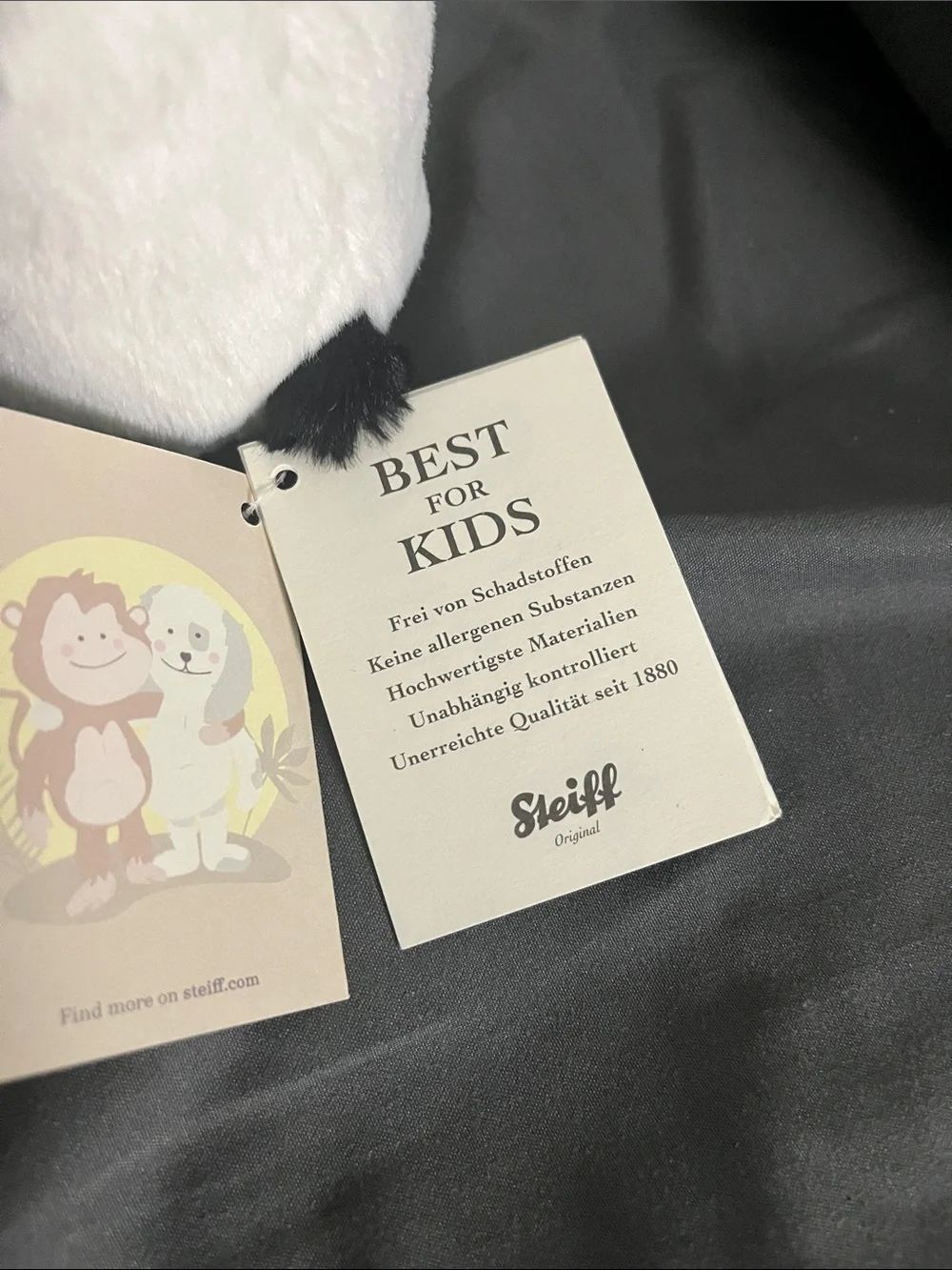 6” Steiff Plush Ming Panda Stuffed Animal - Black & White Soft Toy NWT